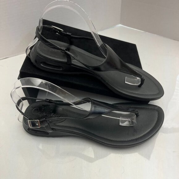 Cole Haan Air Thong Sandals Buckle Strap Black Leather 8B - Picture 3 of 12